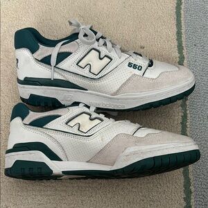 New Balance Men's White and Green Sneakers